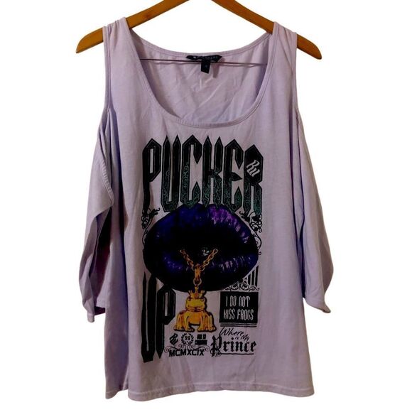 Vintage ROCAWEAR Cold Shoulder Pullover Top Women’s 3X Y2K Purple - Picture 1 of 5